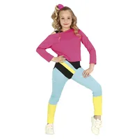 FIESTAS GUIRCA Turner-Kostüm für Mädchen mit rosa T-Shirt und mehrfarbigem Overall für Mädchen von 7-9 Jahren