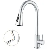 SURFOU Wasserhahn Küche Ausziehbar Schlauch Edelstahl Silber