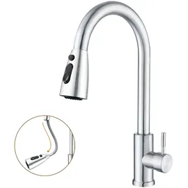 SURFOU Wasserhahn Küche Ausziehbar Schlauch Edelstahl Silber