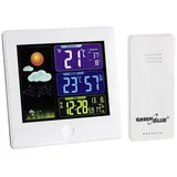 GreenBlue GB521W Digitale Wetterstation mit Außensensor Hygrometer Thermometer Wecker GB521 - Weiß