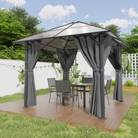 GUNJI Pavillon Aluminium 3x3/4m Garten Pavilon Festzelt mit Seitenteilen PC Dach