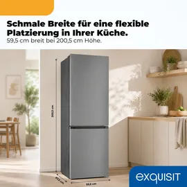 Exquisit KGC380-115-NF-040A Kühl-Gefrierkombination (377 l, 2005 mm hoch, Silber)