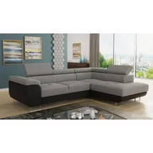 Sofnet Ecksofa Caris mit Schlaffunktion und einstellbare Kopfstützen, Wohnlandschaft mit Bettkasten, Couch, Sofa (Schwarz + Gra... - Schwarz/Grau