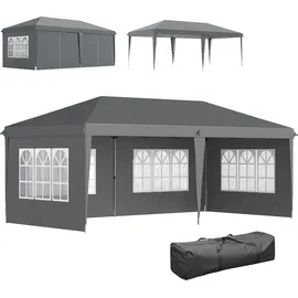 Homcom Faltpavillon 5,85 x 2,95 m inkl. 4 Seitenteile Grau