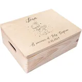 Creative Deco Holzkiste Taufe Geschenk für Mädchen Junge, Natur 40 x 30 x 14 cm