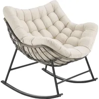 Tectake Schaukelstuhl Tami Polyester 93 x 89 x 99,5 cm Beige mit Kissen