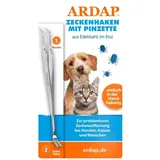 ARDAP Zeckenhaken mit Pinzette aus Edelstahl