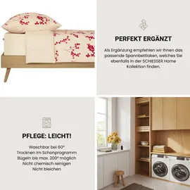 SCHIESSER Bettwäscheset Rowan - Feinbiber - 2-teilig - 155x 220 cm, - Creme