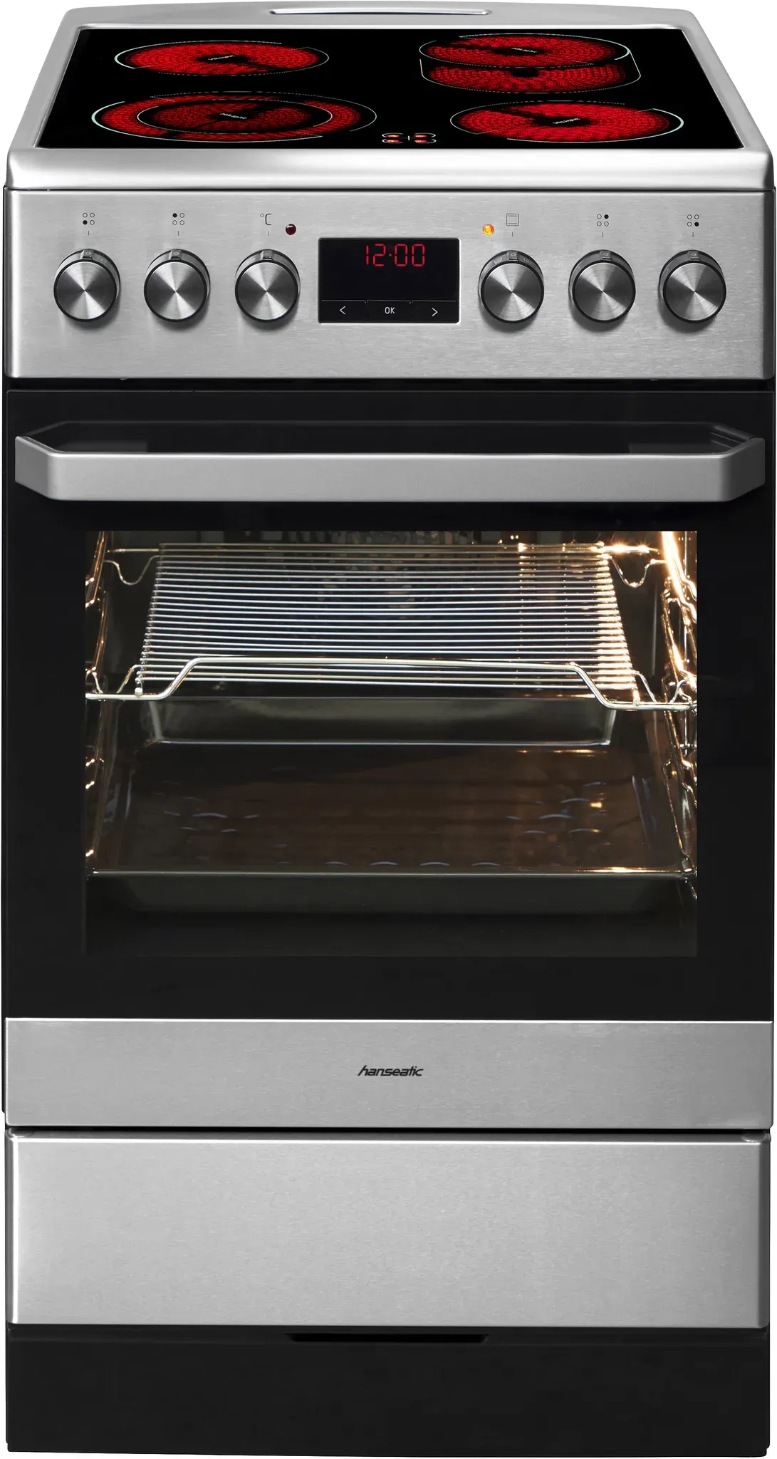 HANSEATIC Elektro-Standherd "5022CE3.313eEHiTaDW", Energieeffizienz: A (A+++-D), weiß, Herdsets
