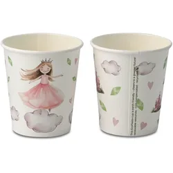 ECOFIESTA 8 Stück Papierbecher Prinzessin 200ml - Umweltfreundliche Becher Kindergeburtstag - nachhaltige Einwegbecher ohne Plastik