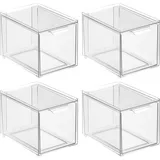 Aufbewahrungsbox mit Schublade Schuhbox stapelbar 4er Set mDesign transparent