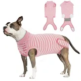 Hjumarayan OP Body Hund Kastration Hündin - Hundebody nach Kastration Medizinischer Body Hund Atmungsaktive für Kleine Mittele Große Hunde, Alternative zur lästigen Halskrause, Rosa Gestreifter L