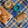 ebran trade Picknickdecke XXL 200 x 200 cm marineblau-orange