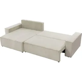 Mirjan24 Ecksofa Karl Maxi, Eckcouch, Couch mit Bettkasten und Schlaffunktion, L-Form, Ottomane universal, Dekorative Kissen-Set (Farbe: Lima 50) - Grau