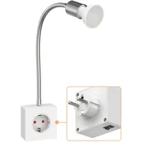 Ledscom.de Steckdosenlampe LESCH Leselampe, chrom/weiß inkl. GU10 LED Lampe