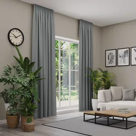 Neutex for you! Verdunkelungsvorhang NEUTEX FOR YOU "INSULA", grau (hellgrau), Gardinen, 270cm, Multifunktionsband, 140cm, Polyester, Uni-Dimout für starke Verdunklung, nach Maß, B:140cm H:270cm