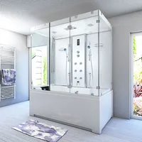 Kombination Badewanne Dusche K80-WS-EH-B-EC-EA Duschtempel 180x100 cm 2K Scheibenversiegelung