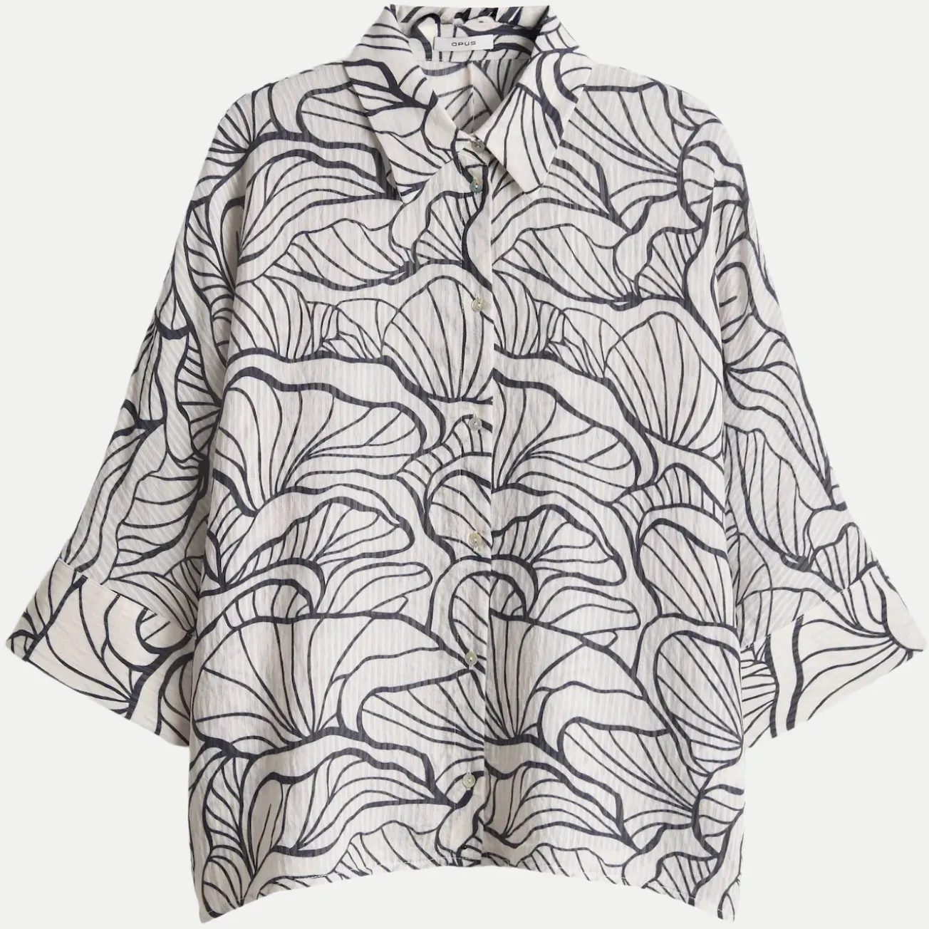 Printbluse Fashell mit Webstreifen Weiß 36