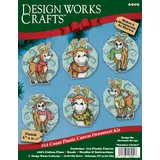 Design Works Crafts Kreuzstich Stickpackung Weihnachtsbaum-Dekoration Rentiere 6er Set, Zählmuster