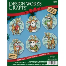 Design Works Crafts Kreuzstich Stickpackung Weihnachtsbaum-Dekoration Rentiere 6er Set, Zählmuster