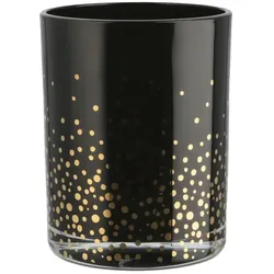 Windlicht   , schwarz , Glas , Maße (cm): H: 10  Ø: 8