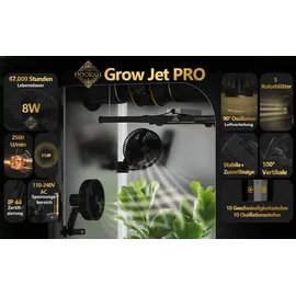 The Hookah GROW JET PRO EC-Motor 8W Clip Ventilator Schwenkfunktion 10xOszillierend Growzelt Growbox 10-Geschwindigkeitsstufen Zelt leise 31dB belüftung Fan