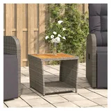 vidaXL Beistelltisch mit Holzplatte Grau Poly Rattan & Akazienholz