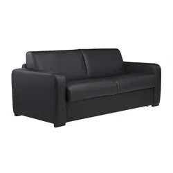 Schlafsofa mit Matratze 3-Sitzer - Matratze 13 cm - Leder - Schwarz - BEVIS