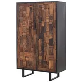 Marrakesch Orient & Mediterran Interior Hochkommode Adaline Schrank – Slipper Wood & Metall, 147 cm, Industrial & Modern (1 St), Handarbeit