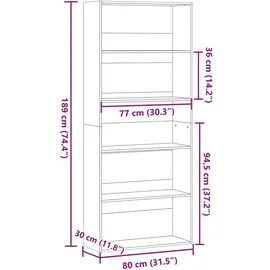 vidaXL Bücherregal 80 x 30 x 189 cm Weiß