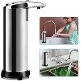 Minkurow Automatischer Seifenspender, Sensor-infrarot-seifenspender Für Küche Und Badezimmer Mit Wasserdichter Basis (250 Ml, Silber)