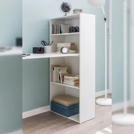 KADIMA DESIGN Schreibtisch WL5.692 mit Regal 120 x 120 x 53 cm Matt Holz Modern, Schreibtischregal Ablagefächer PC Tisch, Computertisch mit Ablage, Weißer