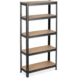 Relaxdays Schwerlastregal, HBT: 150 x 75 x 30 cm, Traglast: 875 kg, 5 Böden, zum Stecken, Keller, Garage, Stahl, schwarz