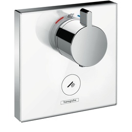 HANSGROHE ShowerSelect Glas Unterputz Highflow-Thermostat, für 1 Funktion mit zusätzlichem Abgang, Weiß/Chrom