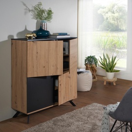 P & B Highboard, Braun, Holzwerkstoff, 4 Fächer, 110x125x40 cm, stehend, Wohnzimmer, Kommoden & Sideboards, Highboards