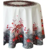 texpot Tischdecke Tischläufer Elch mit roter Nase Tischdecke Weihnachten (1-tlg) bunt Rund | 130 cm x 130 cm