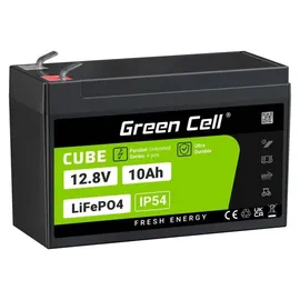 Green Cell LFPGC12V10AH LiFePO4 Spezial-Akku LiFePo-Block Flachstecker Li-Ion 12.8V 10Ah 128Wh IP54