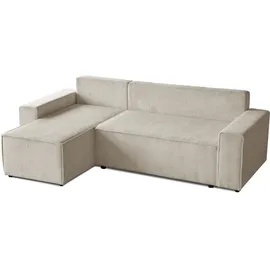 beautysofa Ecksofa HEKTOR L-Form mit Schlaffunktion und Bettkasten, Couch in Hellbeige, Ottomane 70 cm - Beige/Creme