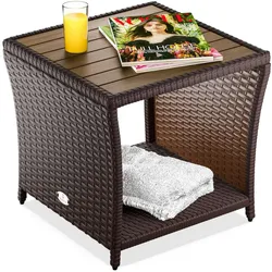 CASARIA® Beistelltisch Klein Polyrattan Akazie Braun