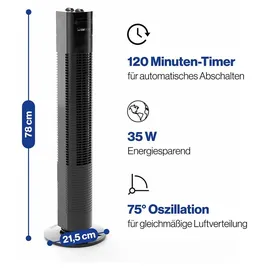 Clatronic TVL 3770 78 cm Turmventilator Schwarz