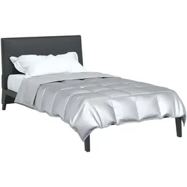 vidaXL Sommerdecke Silber 135 cm Satin und Mikrofaser