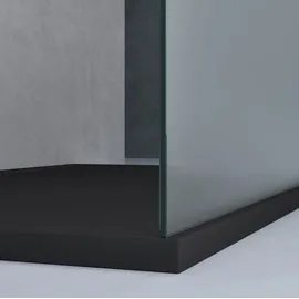 doporro Duschwand Duschtrennwand 140x200 Walk-In Dusche schwarz mit Doppel-Stabilisator aus Echtglas 10mm ESG-Sicherheitsglas Vollsatiniert - milchig