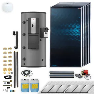 WOLF-Garten Wolf Solar Paket 13,8 m2 mit 6 Flachkollektoren TopSon F3-1, SM2-2 Regelung, Schichten-Pufferspeicher BSP-1000