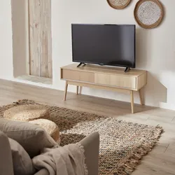 TV-Möbel Holzdekor, 2 Schiebetüren - Linear