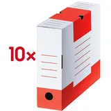 Cartonia Archivboxen weiß/rot 8,3 x 34,0 x 25,2 cm, 10 St.