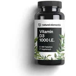 Vitamin D3 1000 I.E. – 365 Tabletten im Jahresvorrat – Vitamin D für Knochen und Immunsystem – hochdosiert, ohne unnötige Zusätze – in Deutschland produziert & laborgeprüft 365 St
