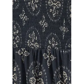 LASCANA Bandeaukleid mit gesmoktem Oberteil im Alloverdruck Strandkleid, schulterfreies Sommerkleid, Viskosekleid, Festival beige|schwarz 40