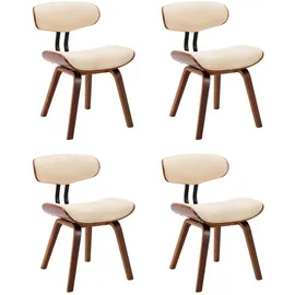 vidaXL Esszimmerstuhl Kunstleder creme 4er Set