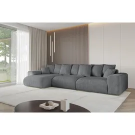 altdecor Ecksofa Cord mit Schlaffunktion 2-Sitzer Dunkelgrau