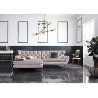 Ecksofa 3C CANDY "Beatrice Designsofa in moderner Retrooptik, bequem und extravagant", rosa (altrosa), B:300cm H:94cm T:175cm, Samt-Optik (100% Polyester), Sofas, mit Rückensteppung im Rautenmuster, Ohrenbacken Optik, L-Form